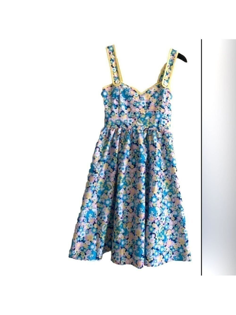 Unique Vintage X The Smurfs Smurf Floral Pinafore 50'S Swing Dress Blue.…